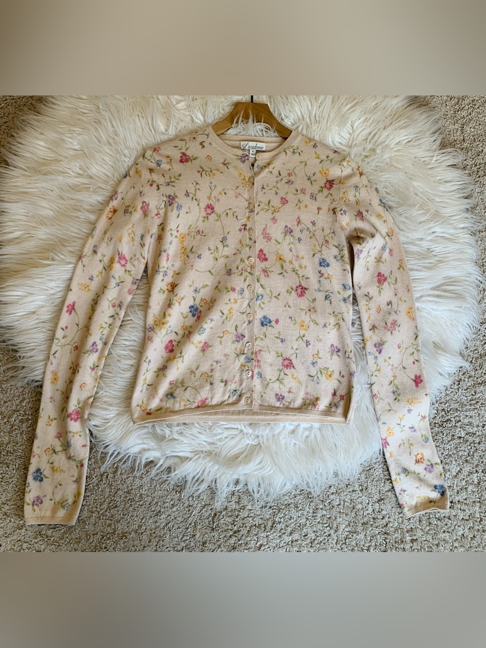 L’Academie Lyndsey Knit Cardigan Sweater Floral Print Multicolor Size Small